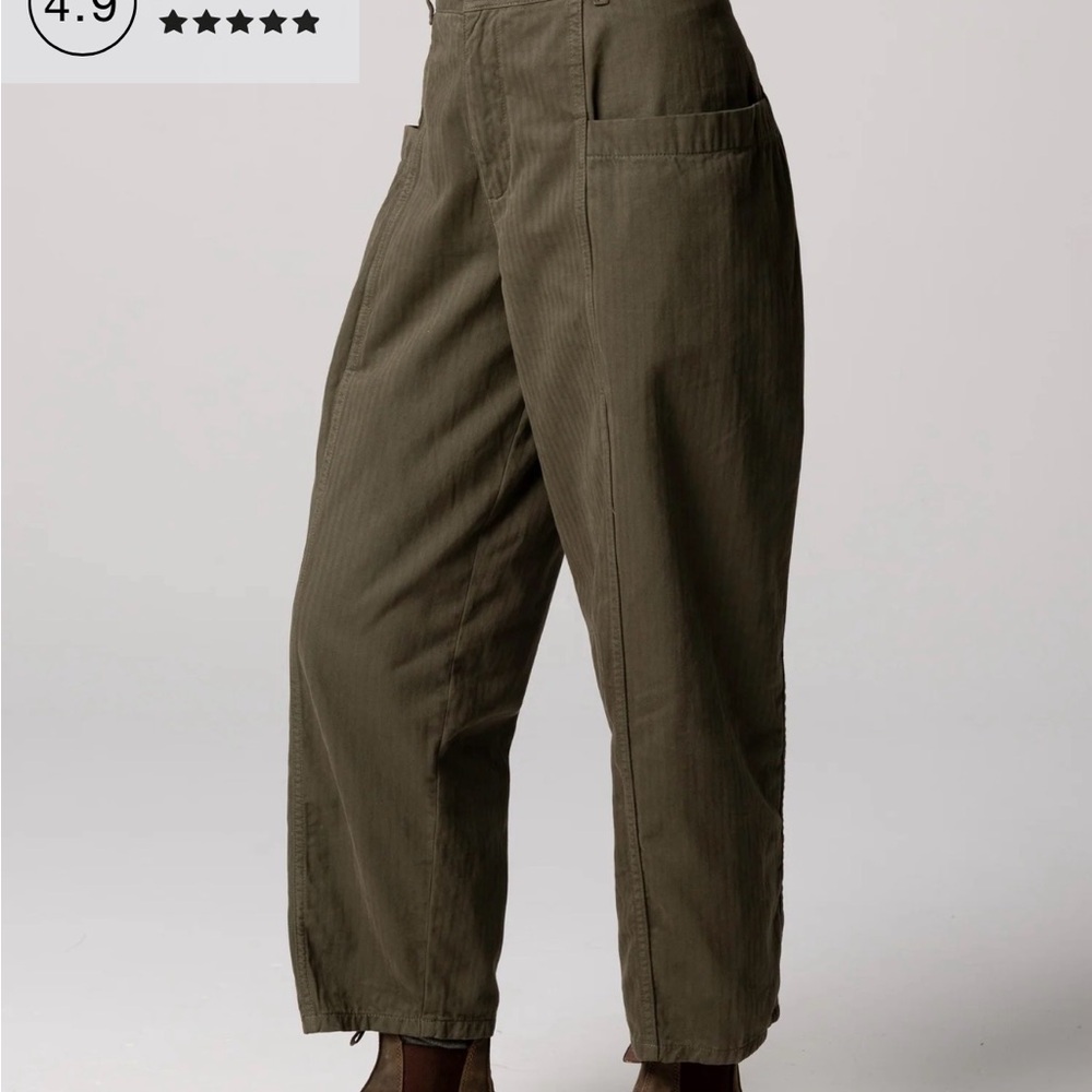NWT Finisterre Women's Croft Workwear Barrel Pant, Olive, 28R, Cotton Trouser
